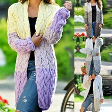 Женский Теплый кардиган, Осень-зима, вязаный длинный свитер, пальто,, толстый теплый модный Повседневный женский свитер, кардиган, уличная одежда