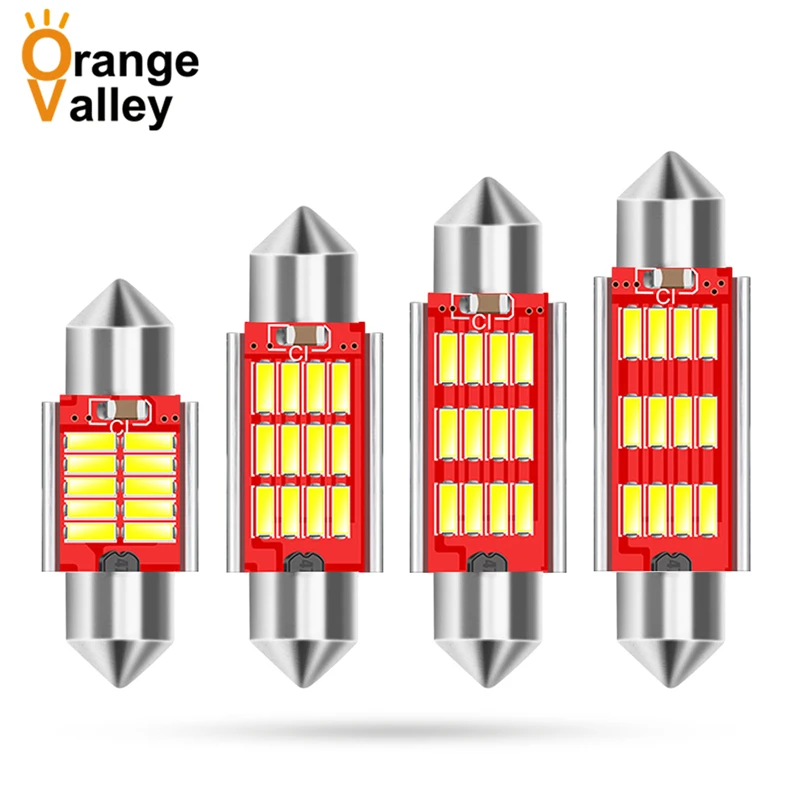 2 шт. гирлянда c5w LED 31 36 39 41 мм 10 12 Светодиодная лампа 4014 для внутреннего освещения