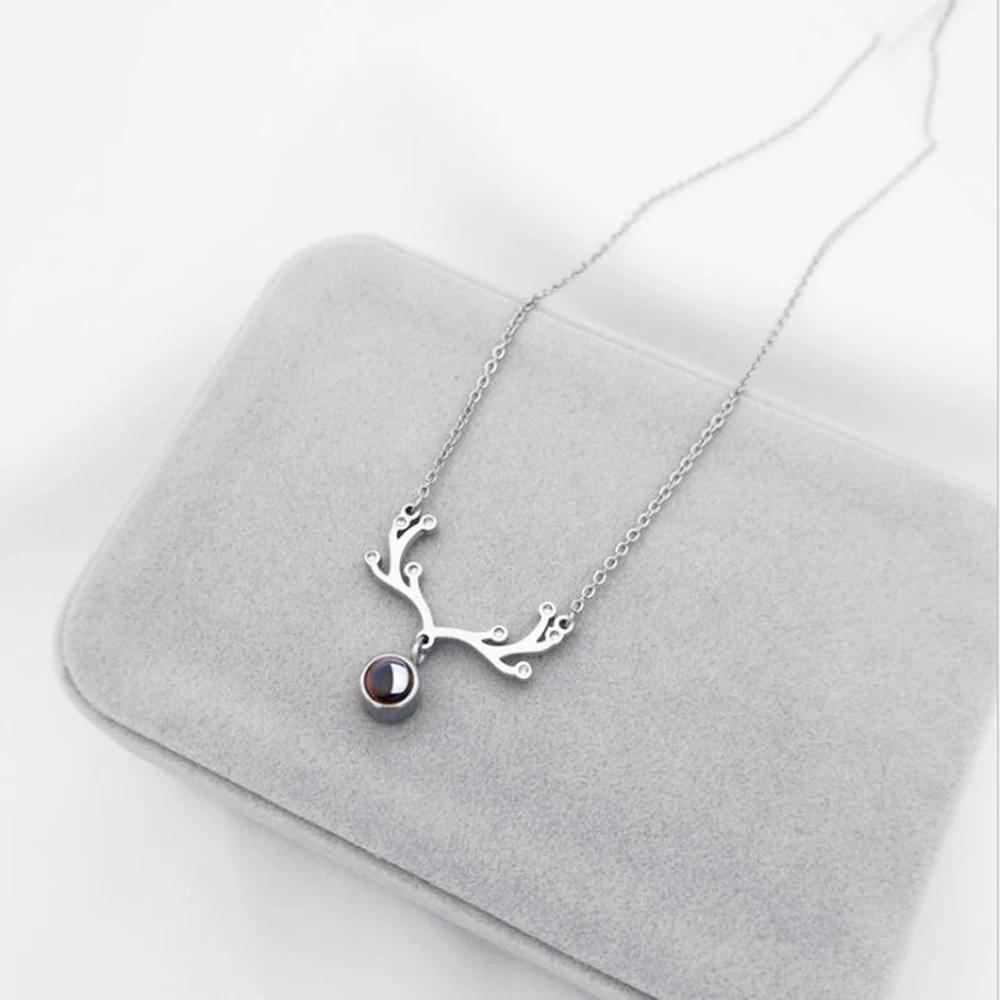 D silver Ожерелье с буквами, 100 языков, Проецирование I love you, ожерелье с кулоном, Женские Ювелирные изделия, колье, Femme Bijoux - Цвет: D silver