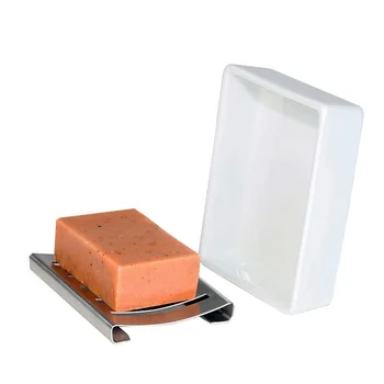 

304 Stainless Steel Soap Box Double Layer Draining Rectangular Soap Holder Tray LB