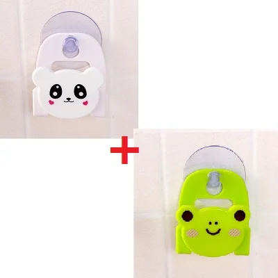 2Pcs P 1/2/3 предмета в комплекте, с рисунками из мультфильмов в форме милых животных присоски настенные крючки Зубная щётка держатель с присоской для Кухня инструмент Аксессуары для ванной комнаты - Color: 2Pcs P