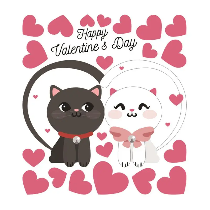 Наклейка с кошкой животными парой любовь домашний декор День Святого Валентина