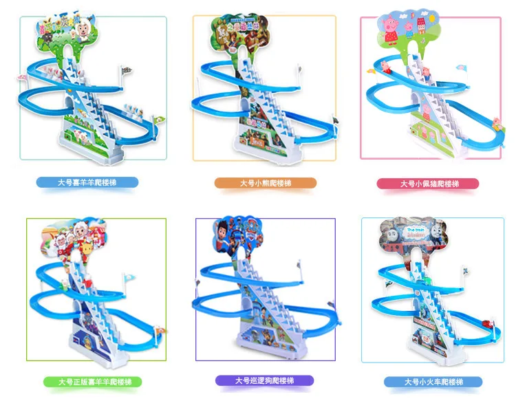 Large Size Piggy Climbing Stairs CHILDREN'S Toy Educational Penguin Slide Electric Rail Car with Music
