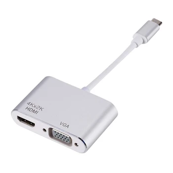 

2 ports 4K Type C Connector USB C To HDMI VGA Adapter USB-C HUB Video Converters Adaptor for Macbook