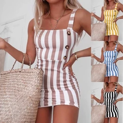Casual feminino tiras saia feminina verão sexy mini vestidos senhoras vintage sem costas magro vestidos