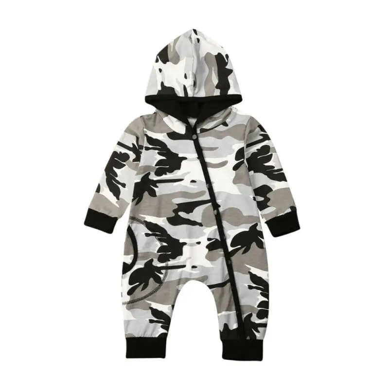 Emmababy Baby Boy Clothes Long Sleeve Camouflage print Rompers warm spring autumn cotton Hooded romper Playsuit |