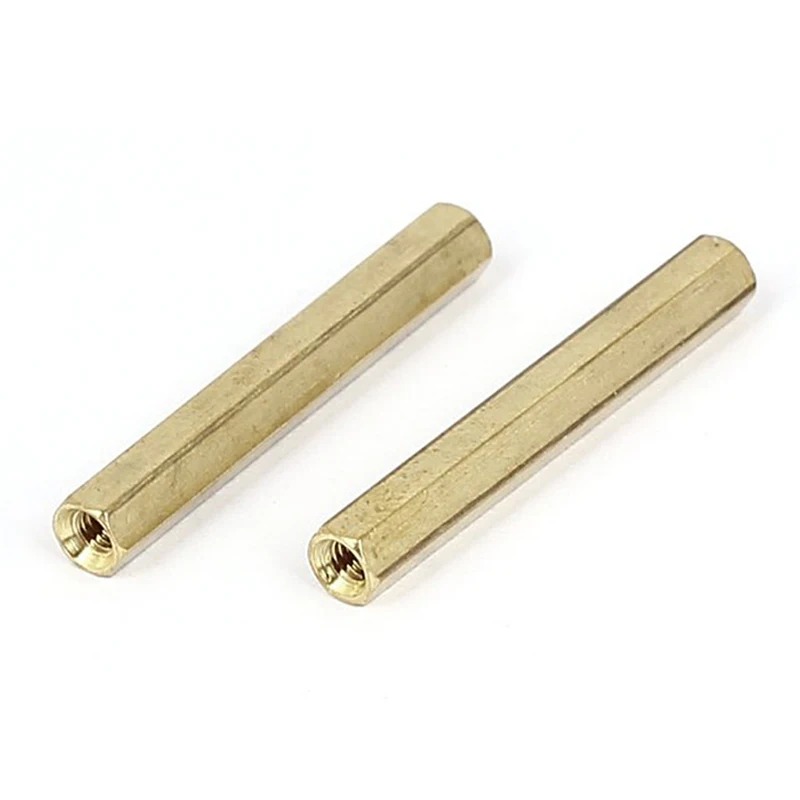 M3 x 35mm Female Threaded Brass Hex Standoff Pillar Spacer Nut 25pcs