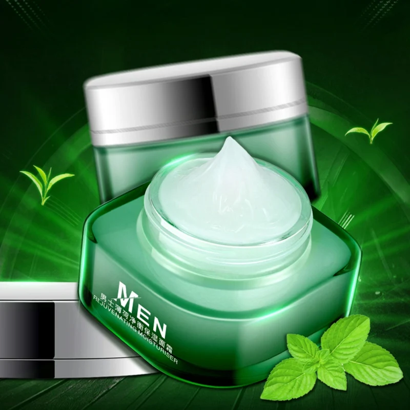

50G Mens Face Cream Moisturizing Mint Control Oil White Clean Skin Skin Care
