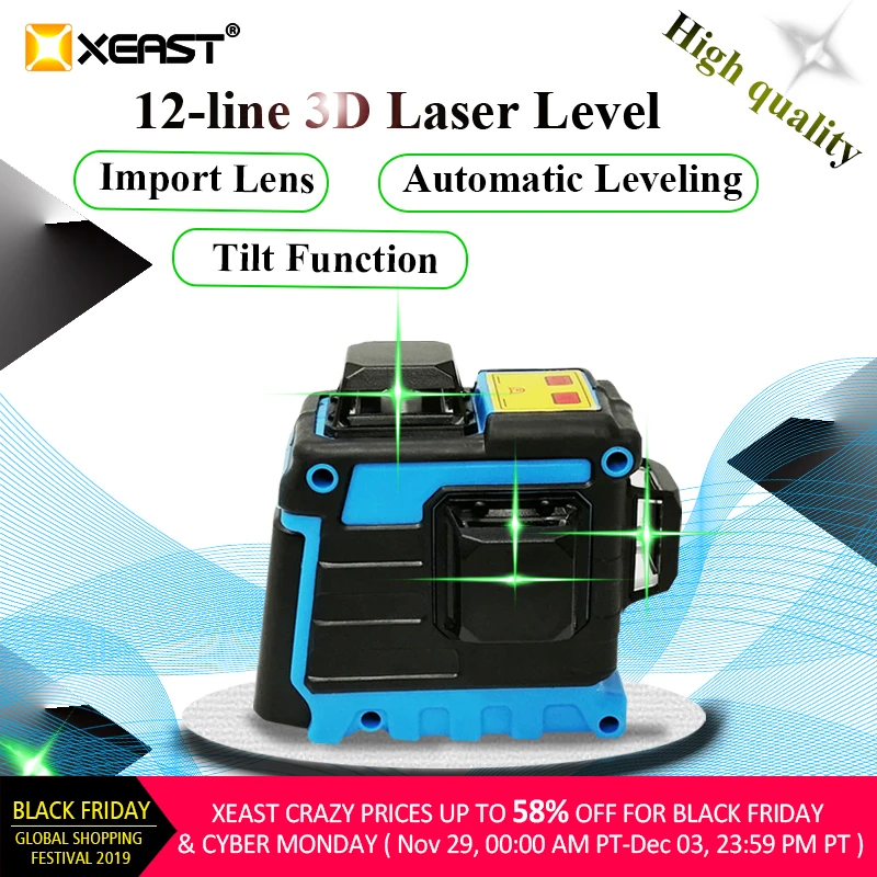 XEAST 12 linii 3D poziom lasera bateria litowa samopoziomujący 360 poziome i krzyżujące się pionowo linie mogą korzystać z odbiornika XEAST 12 linii 3D poziom lasera bateria litowa samopoziomujący 360 poziome i krzyżujące się pionowo linie mogą korzystać z odbiornika
