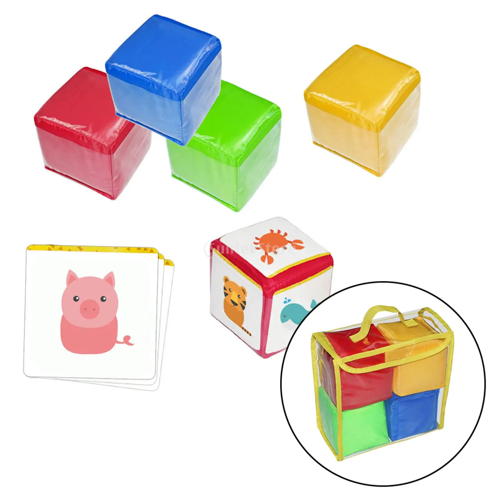4 Pack Playing Game Dices Soft Foam Cubes Clear Pockets Customizable