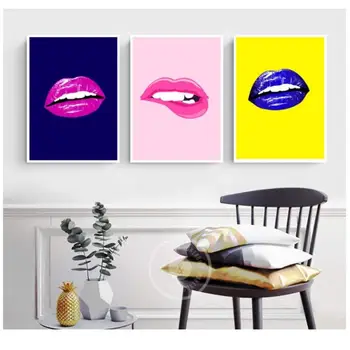 

Wall Art Nordic Minimalist Lips Posters Canvas 3 Pieces Painting Art Gift Home Print Decoration Picture for Living Room