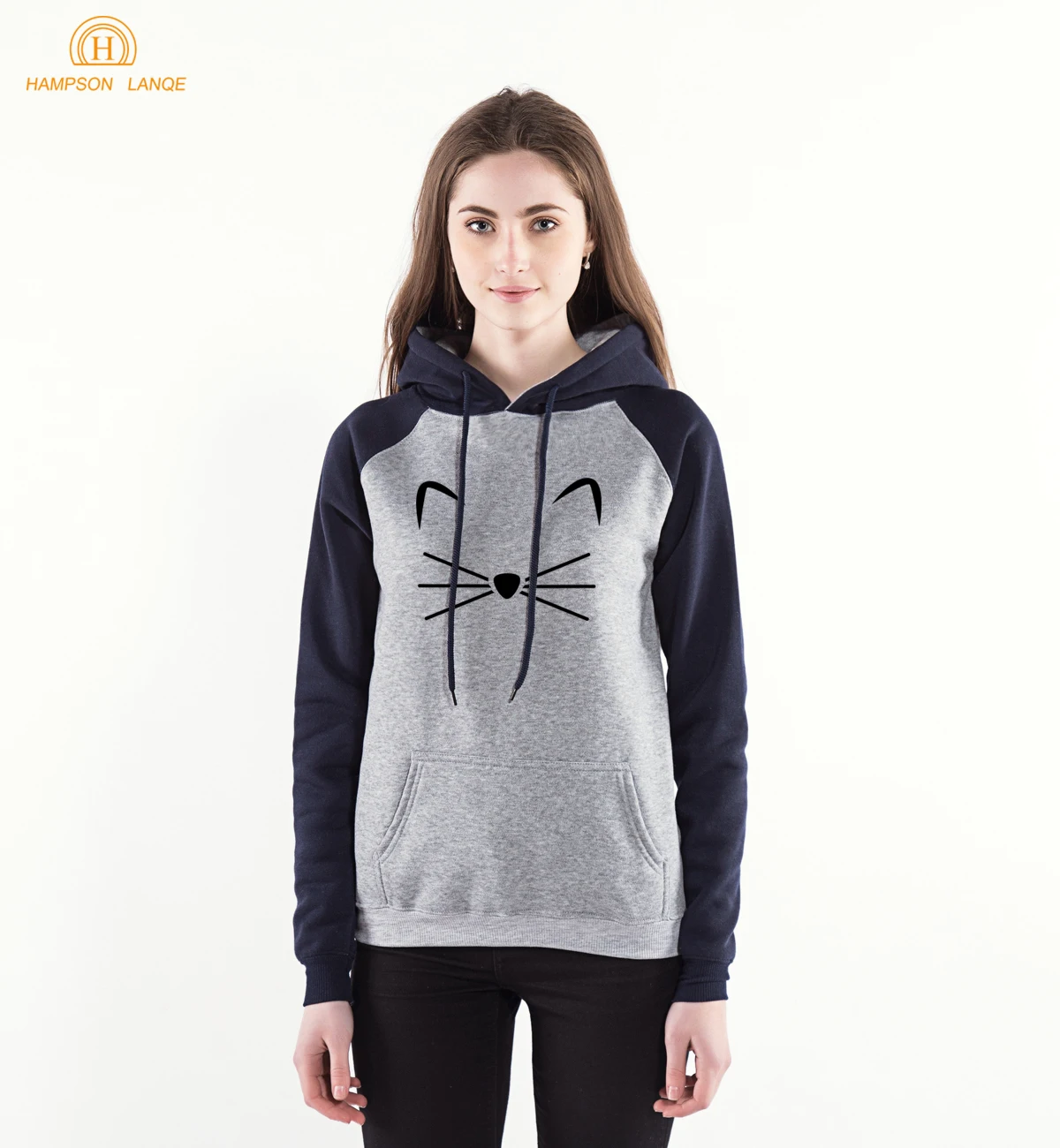 Kawaii Kitty Meow Cat розовый длинный рукав Женская толстовка с капюшоном стиль Женская зимняя Толстовка Harajuku Kpop реглан толстовки