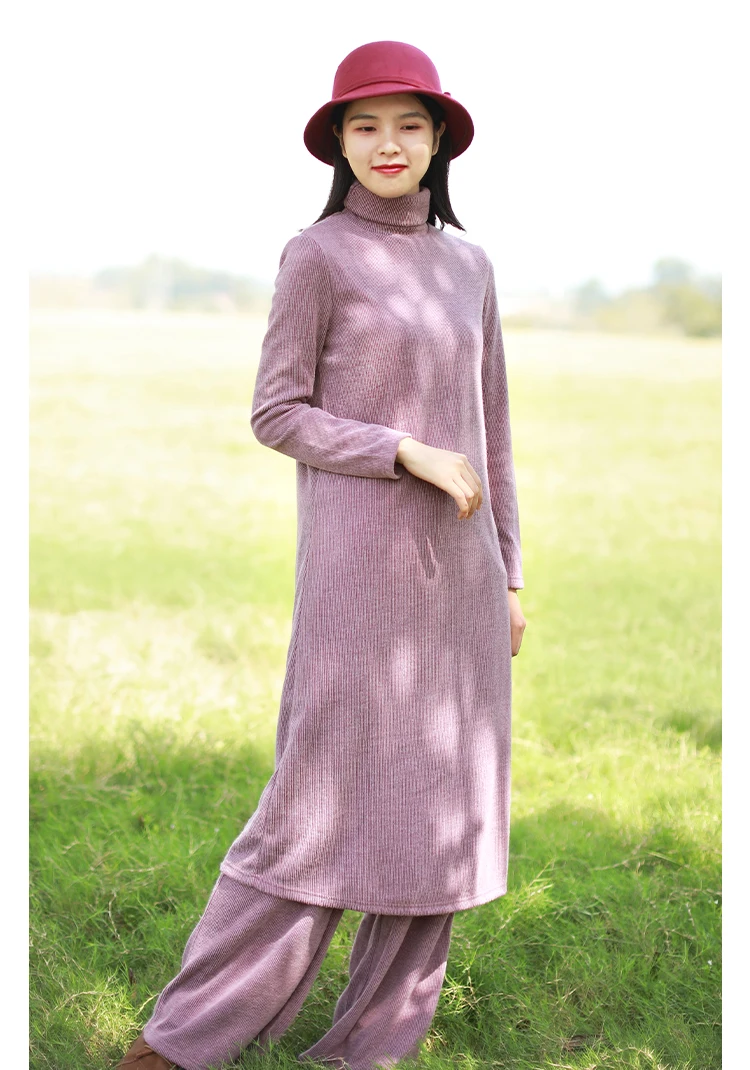 LZJN 2019 Autumn Winter Full Sleeve Women Knitted Turtleneck Sweater Dress Mid-length Female Knit bottoming Shirt Black 4 Colors (25)