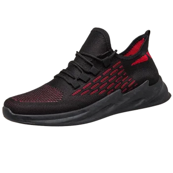 

New Flat Mesh Sneakers Men Breathable Walking Men Sneakers Lace Up High Quality Men Sport Shoes Increasing Big Size