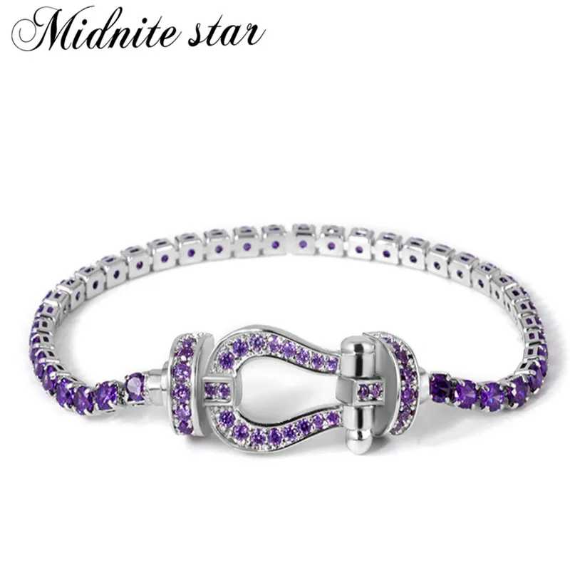Midnite star, 5 цветов, стразы, U, простой кристалл, нержавеющая сталь, браслет, модный, для женщин, мужчин, браслет, ювелирное изделие, подарок - Окраска металла: Purple Women