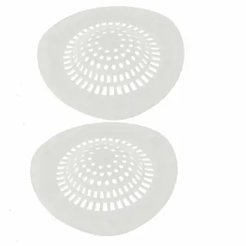 

145mm Diameter Silicone Drain Hair Catcher Strainer White 2pcs