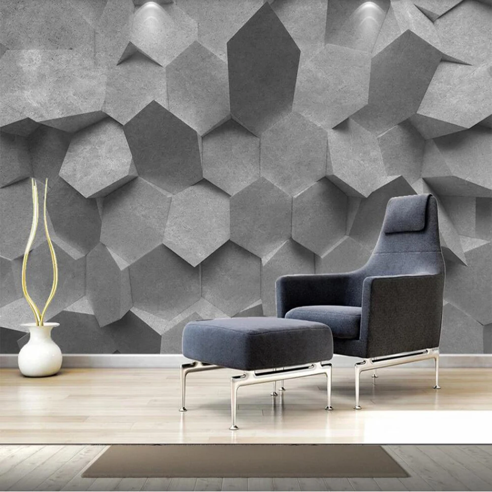 Milofi custom 3D wallpaper mural Nordic three-dimensional gray geometric living room background wall living room bedroom decorat xue su custom large wallpaper mural beautiful pink sky clouds living room bedroom tv background wall wall covering