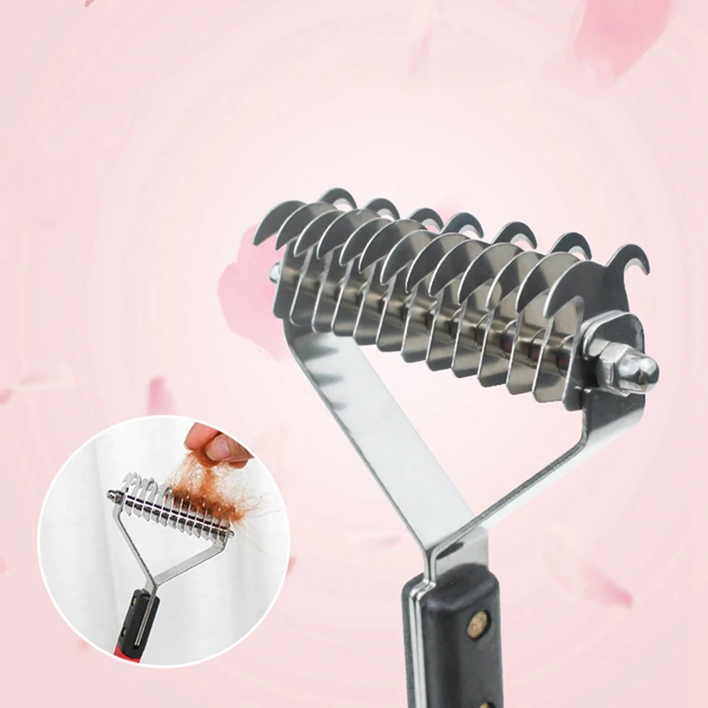 Pet Grooming Tool, 2 Sided Safe Dematting Comb Rake For Dogs, Easy To Remove Tangles Dog Stainless Steel Rake