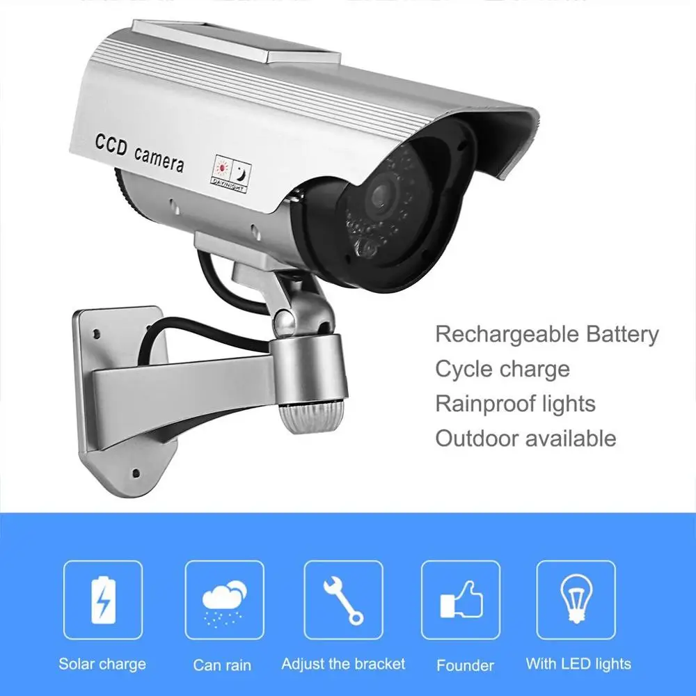 Dummy Fake Camera Solar Power Imitation High Simulation CCTV Camera Outdoor Monitor Waterproof Surveillance Camera