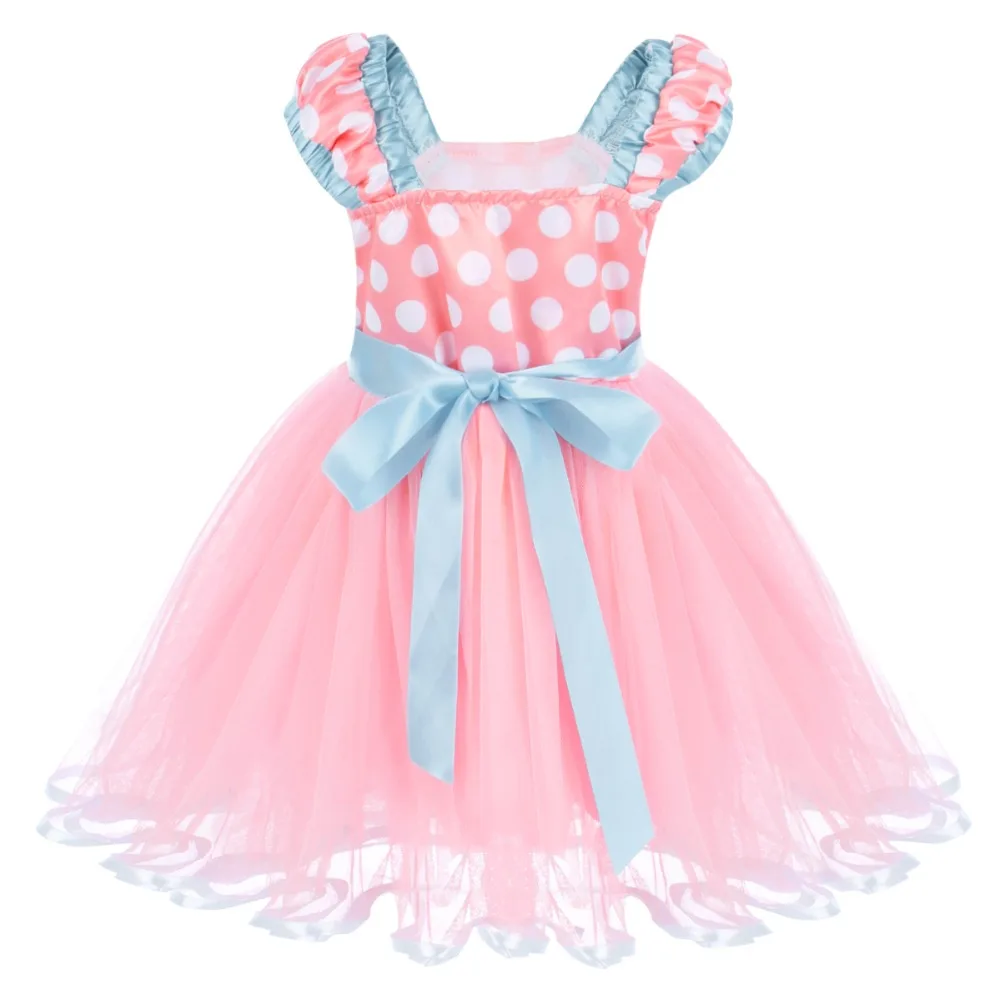 Милое детское платье с Минни Маус для девочек платье-пачка в горошек для дня рождения маскарадные Детские платья для девочек с Микки Маусом