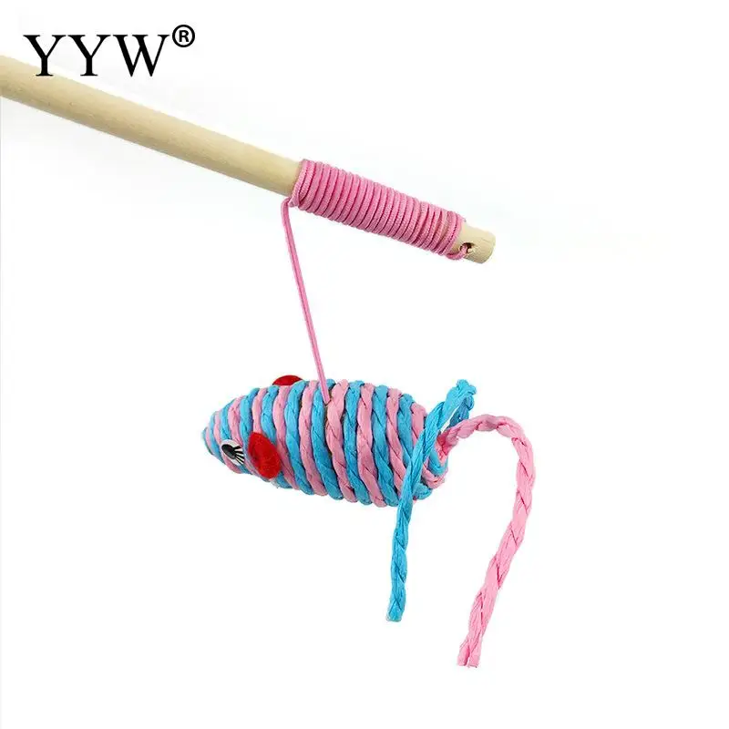 Кошка Интерактивная игрушка палка маленькая мышиная клетка игрушки Woodern Искусственный Красочный Котик-Тизер Игрушка продукция для домашних животных товары для животных, кошек