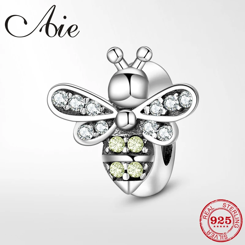 925 Sterling Silver Delicate bee crystal CZ Stopper spacer Beads Jewelry Making Fit Original Pandora DIY Bracelet