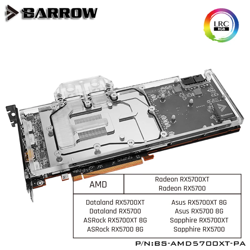 Online Barrow BS AMD5700XT PA, Volle Abdeckung Grafikkarte Wasser Kühlung Blöcke, Für AMD Gründer Edition Radeon RX5700XT RX5700
