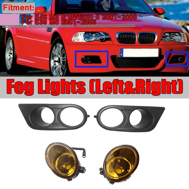 Car YELLOW FOG LIGHTS MOTORSPORT STYLE FOG LIGHT COVERS For BMW E46 M3 2001 2006 AliExpress