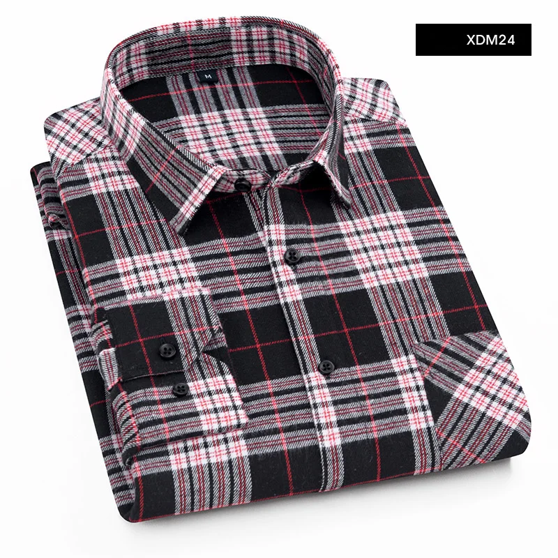 Черный, красный плед Для мужчин фланелевую рубашку плотно прилегающий мягкий удобные весенние мужские рубашки бренд Для Мужчин's Повседневное Футболки с рукавами 4XL