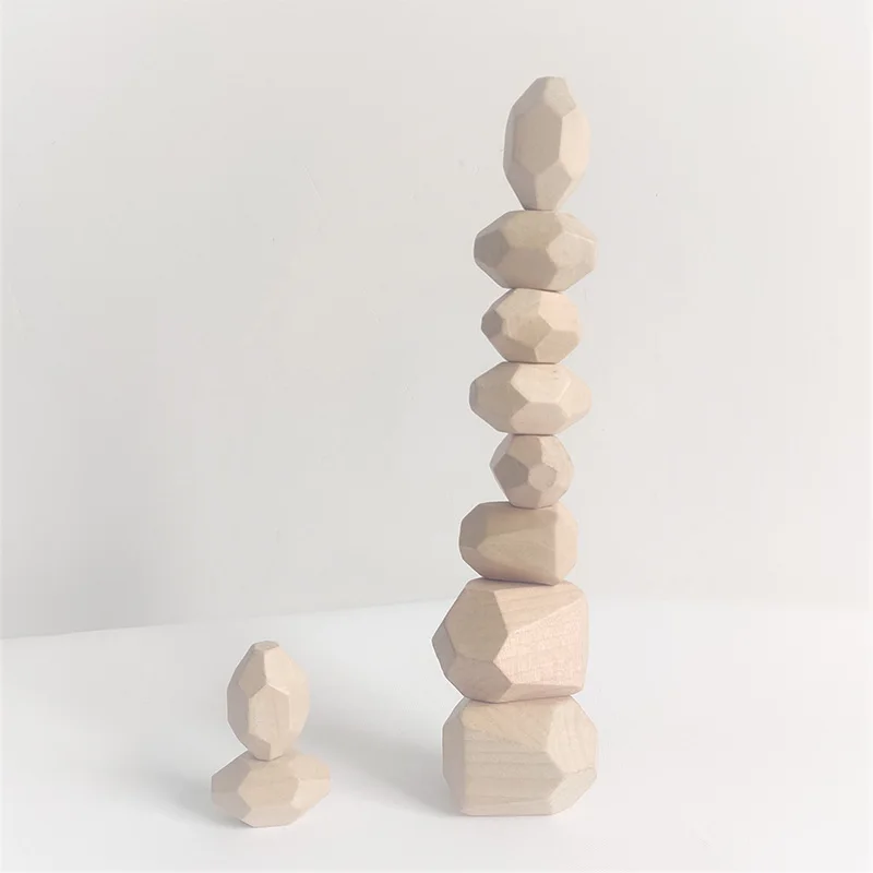 

10Pcs Wooden Building Blocks Colored Stone Baby Montessori Educational Puzzle Toys Stacking Game Rock Child Birthday Gifts