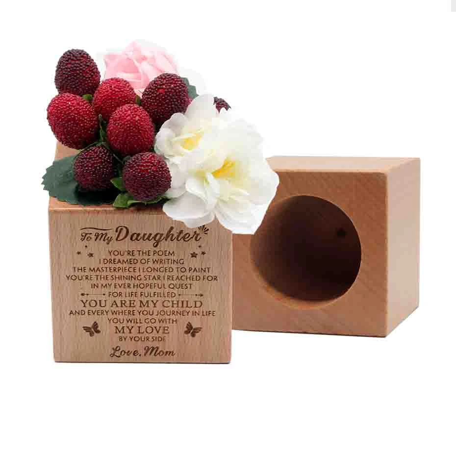 

LOVE MOM Beech wood boxes floral arrangement square flower pot centerpieces planter rustic chic wedding table decor