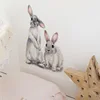 Deux lapins mignons autocollant mural chambre d'enfants décoration de la maison amovible papier peint salon chambre murale lapin autocollants ► Photo 3/6