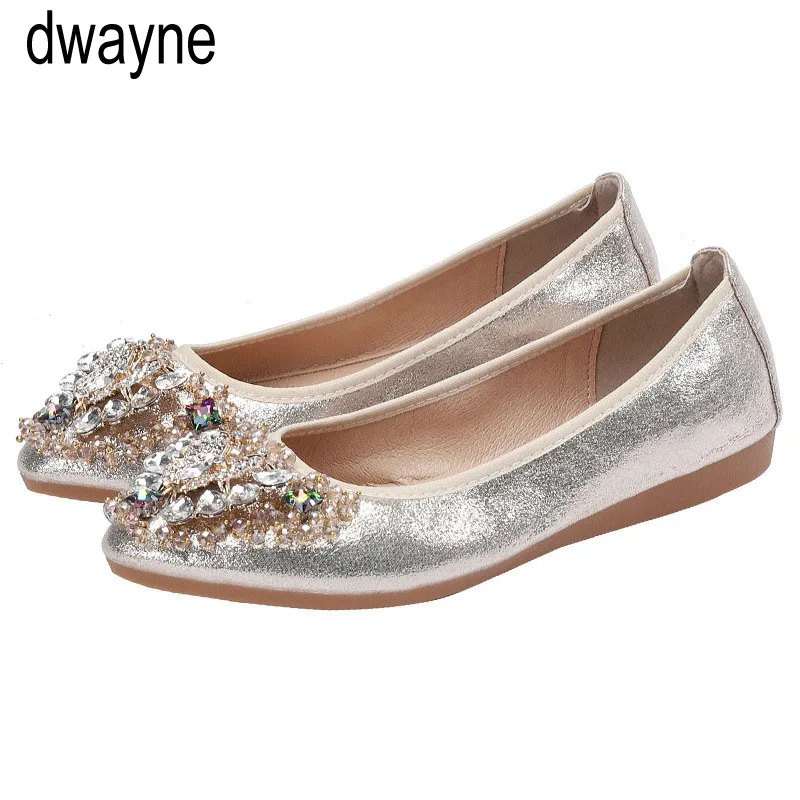 

New Women Ballet Flats Genuine Leather neri Loafers Bling Silver Round Toe Glossy Women Flats Shoes Ballerina Flat Shoes Women88