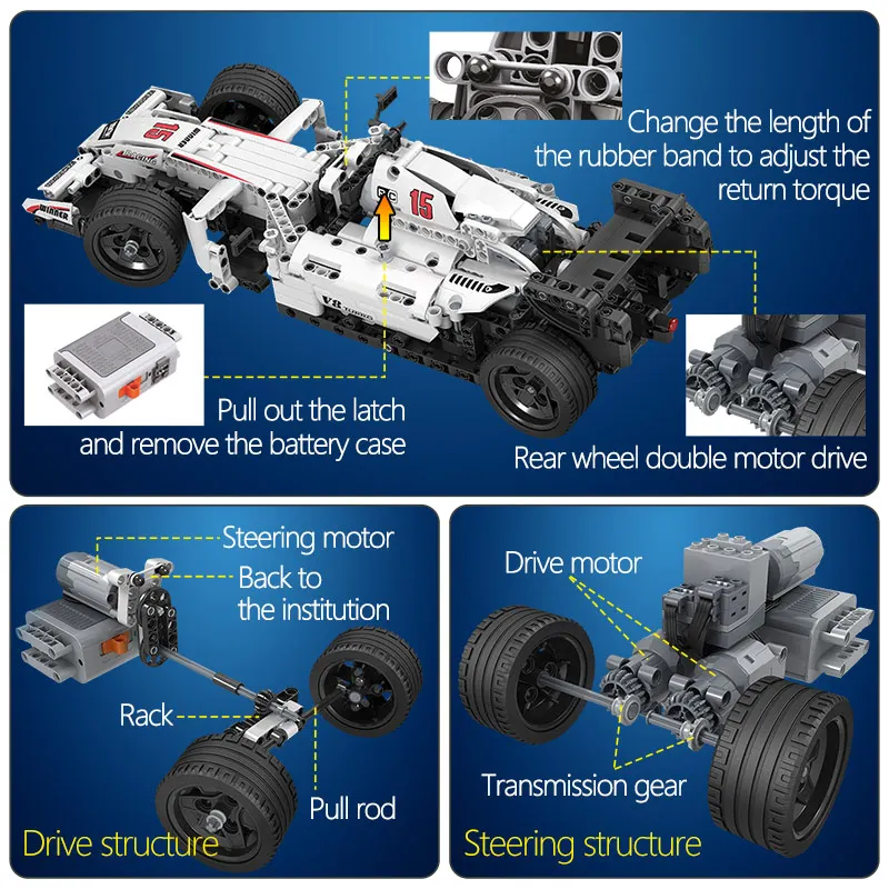 Cena 729 sztuk miasto zdalnego sterowania samochodowe klocki budowlane Legoingly Technic RC F1 samochód wyścigowy elektryczne cegły oświecenie zabawki dla dzieci