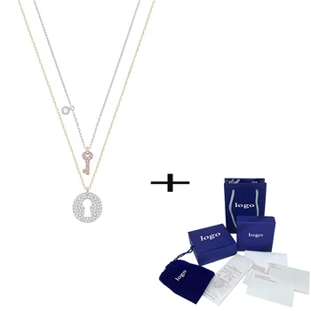 

SWA Fashion New Crystal Key Lock and Key Combination Necklace Elegant Glamour Lady Jewelry Send Girlfriend Birthday Gift