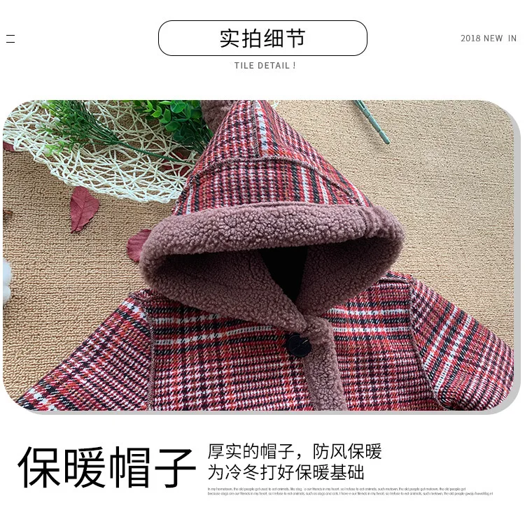 Шерстяная куртка для девочек осень-зима, Новая корейская модная детская Толстая шерстяная зимняя куртка