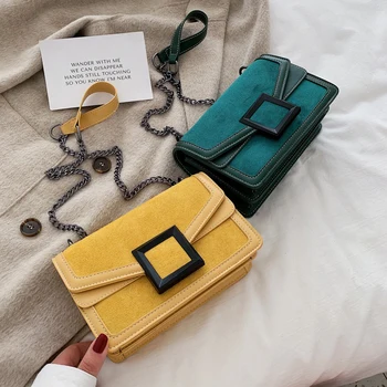 

DORANMI Metal Buckle Flap Women's Bags 2019 Suede Leather Shoulder Bag Female Crossbody Square Bags Chain Strap Messenger CBB430
