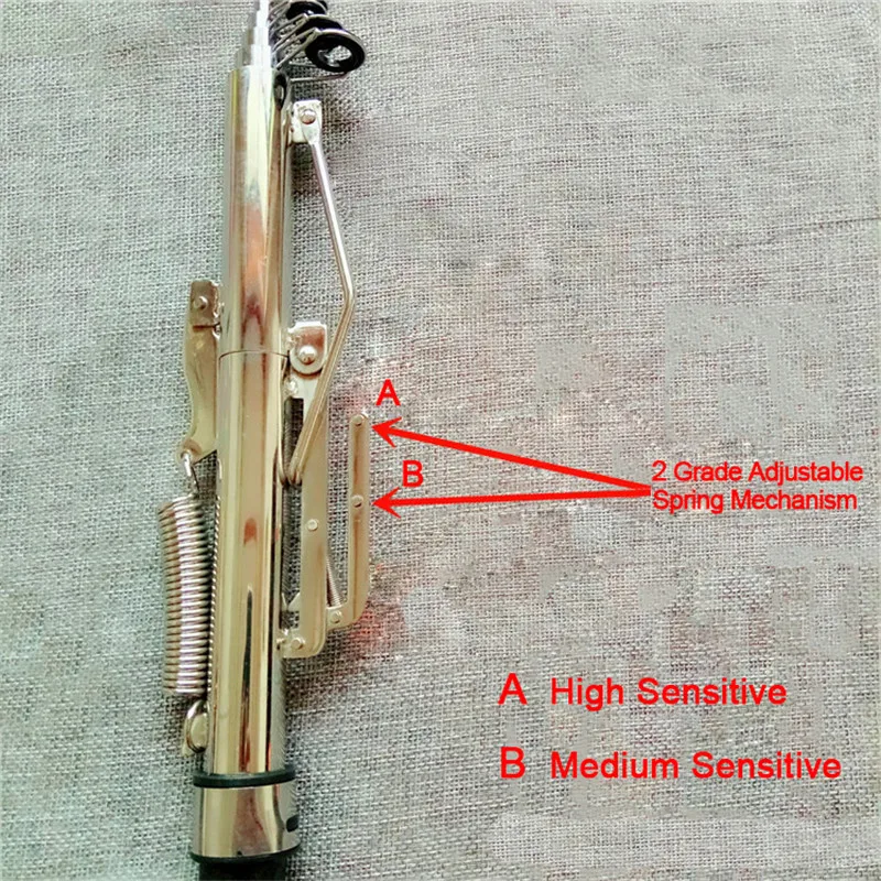 Upgraded 3 Grade Adjustable Automatic Spring Fishing Rod High Strength Fiberglass Pole with Stainless Steel Holder 2.12.42.7M