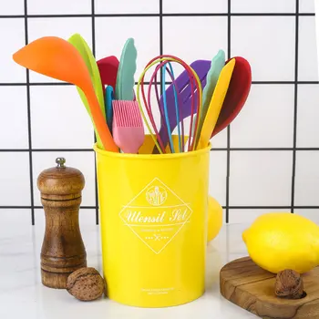

11PCS Silicone Cooking Utensils Set Non-stick Spatula Shovel Wooden Handle Cooking Tools Set With Storage Box Kitchen Tools