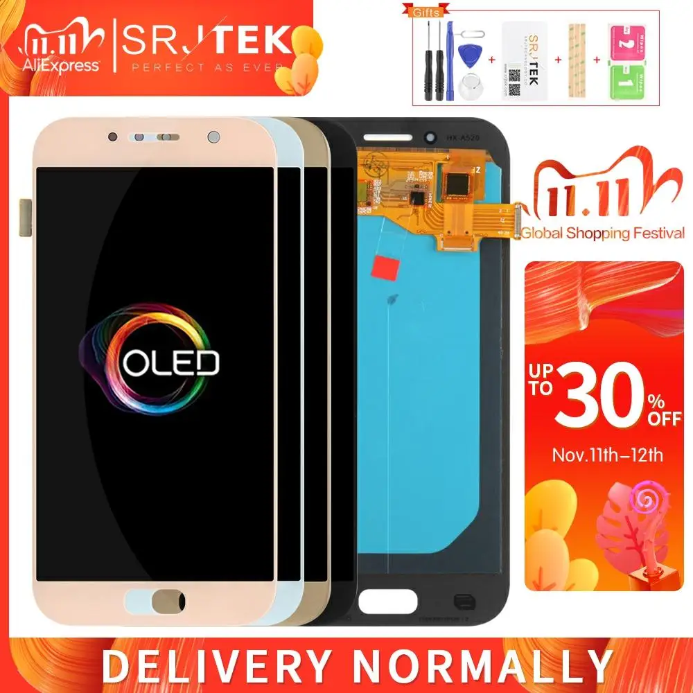 OLED для SAMSUNG A5 2017 Дисплей сенсорный дигитайзер сенсор Стекло в сборе с рамкой GALAXY