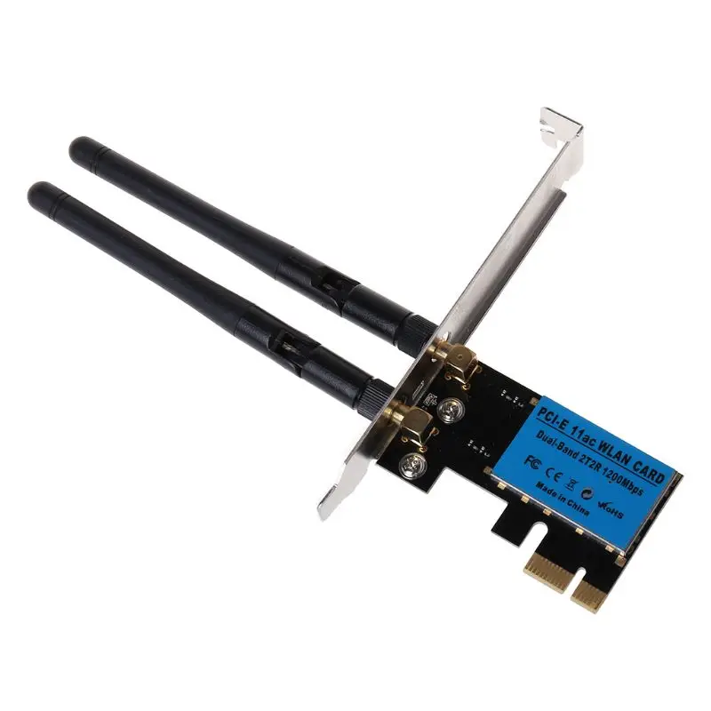 PCI-E 1200 Мбит/с беспроводная сетевая карта 2,4 ГГц/5 ГГц двухдиапазонный PCI Express WiFi WLAN карта адаптер с антеннами для ПК Аксессуары