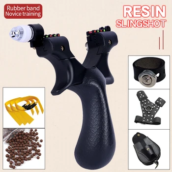 

Traditional Flat Leather Slingshot Rubber Band Resin Slingshot Big power Professional Fast Bow Outdoor Hunting Shooting Catapult