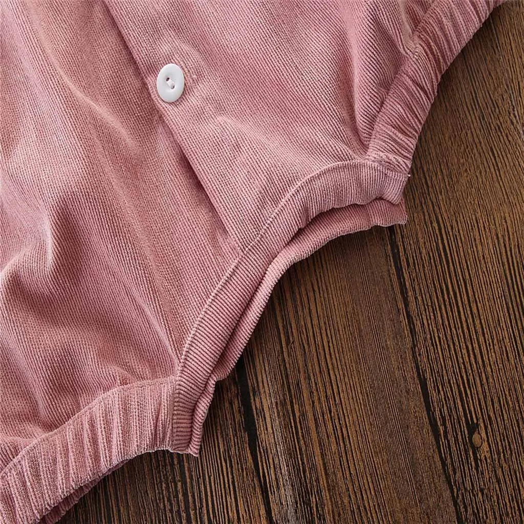 Newborn Baby Rompers Corduroy Lace Romper Jumpsuit Short Sleeve O-neck Collar Soft Casual Children Clothes Roupa Infantil New