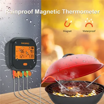 

Inkbird IBBQ-4T Wi-Fi Rainproof Meat Digital Thermometer Alarm Thermometer for Kitchen Smoker Grilling with 4 Probes&Magnetic