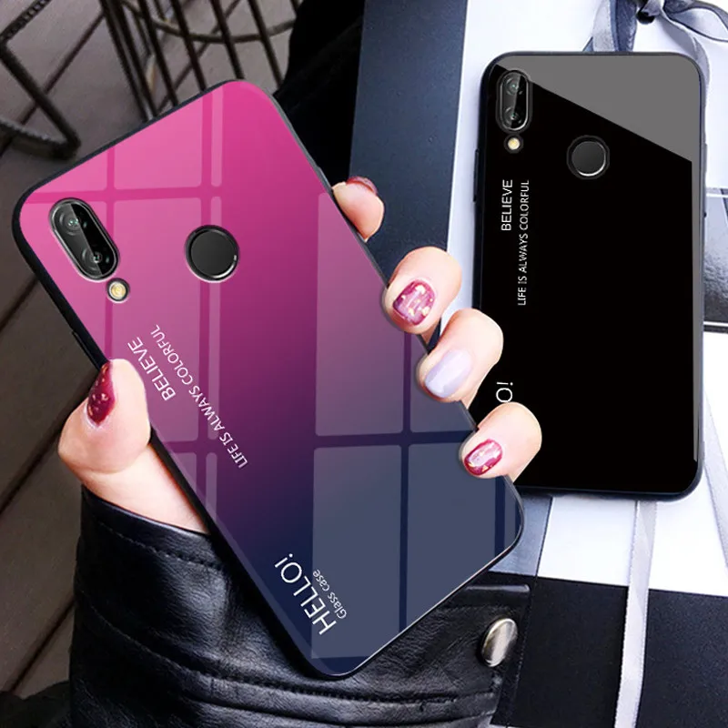 Жесткий чехол градиентного цвета Meizu M9 M8 M6 M5 note Роскошный из закаленного стекла X8