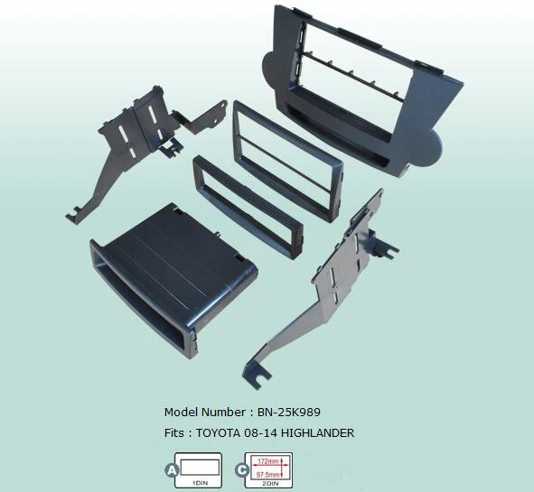 

Car Fascias Stereo Radio Audio Panel Navigation Frame Dash Kit For Highlander 2008 2009 2010 2011 2012 2013 2014