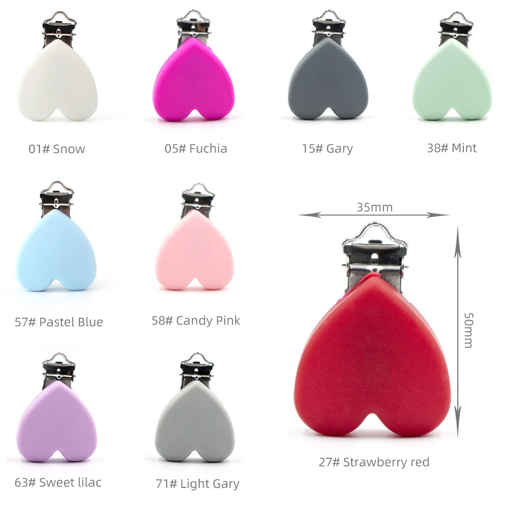 3Pcs Choose Colors GYLAXIDO 3 шт. перле Силиконовые Зубные сердце форменные зажимы BPA бесплатно DIY Детские пустышки хлопки кормящих Teethiing игрушки соска зажимы - Цвет: 3Pcs Choose Colors