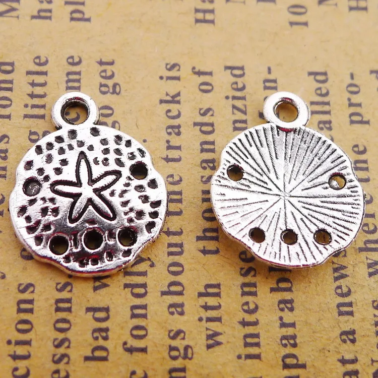 

30pcs/Lot 13x16mm Sea Urchin Starfish Cupule Alloy Charms Antique Silver Color Pendants for DIY Jewelry Making Charm