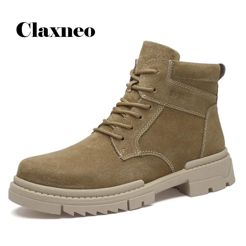 

CLAXNEO Man Work Boots Suede Leather Shoe Male Casual Shoe clax Men's Winter Boot Fur Warm Walking Footwear Big Size