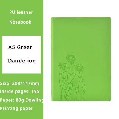 Green Dandelion Мягкий переплет, модный простой блокнот с подкладкой, блокнот, чистый бланк, А5, дневник, деловая, офисная, имитация книг из мягкой кожи для ноутбука - Цвет: Green Dandelion